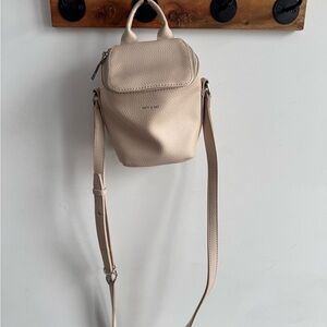Matt & Nat Pebbled Cream Mini Backpack Crossbody